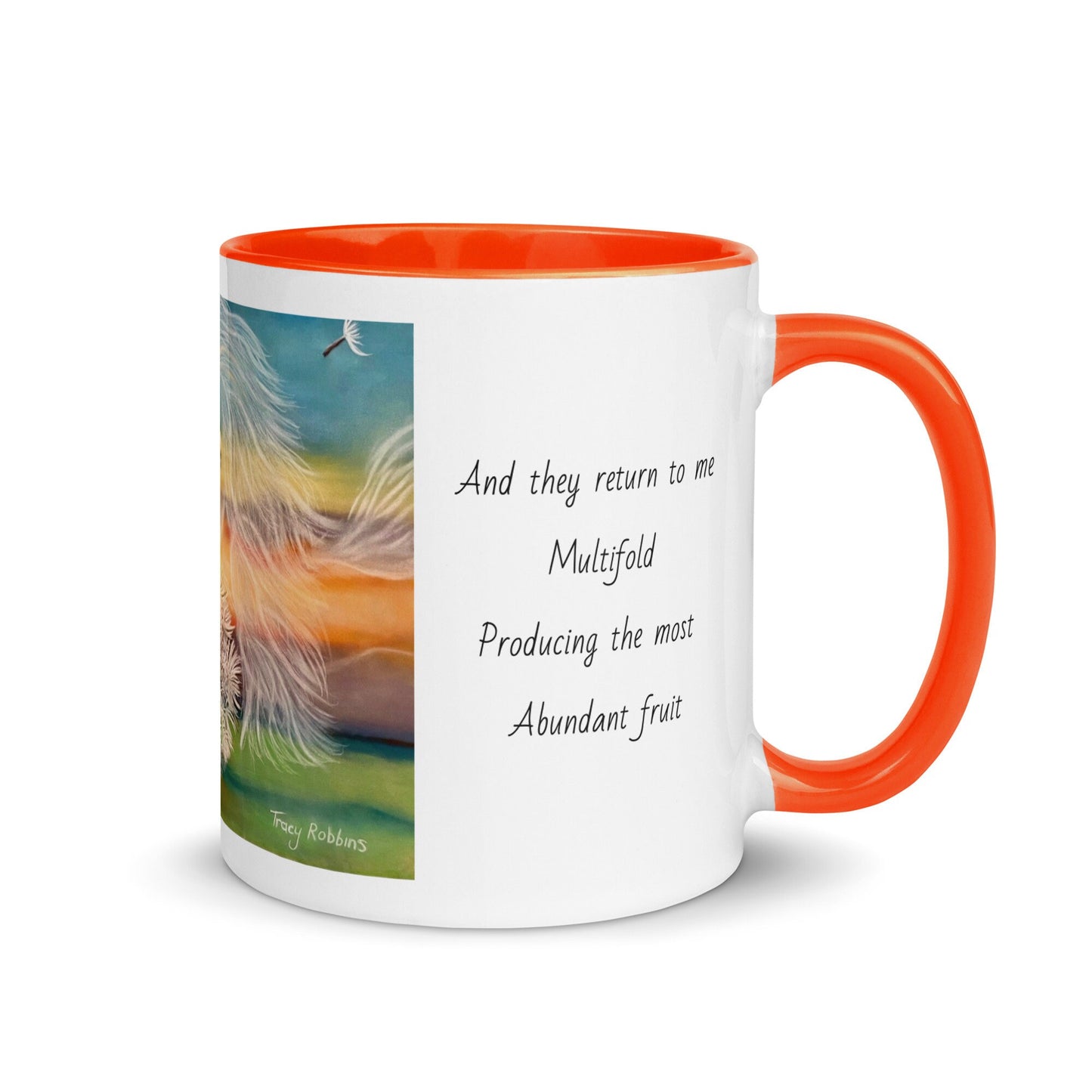 Activated affirmation mug, wishes come true, manifestation, gift, planting heart seeds, dandelion pod, two tone, choice of colours