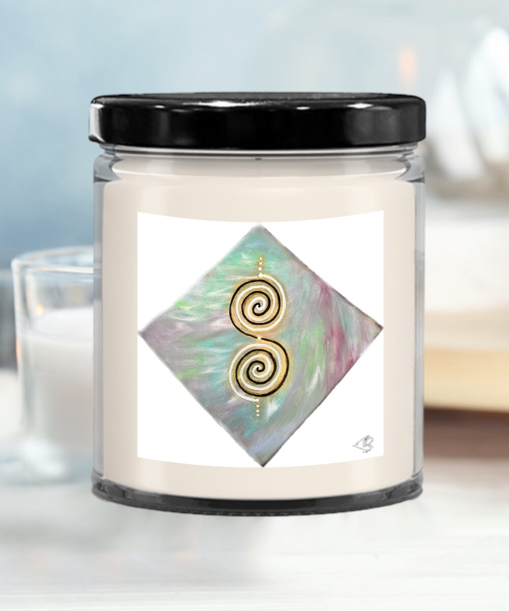 Twinflame double spiral vanilla scented candle, activated, alchemical art, energised art, intention candle