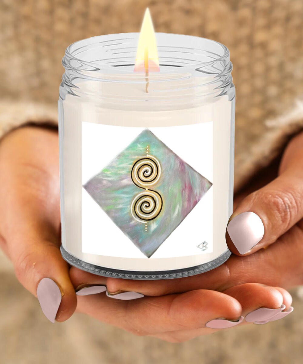 Twinflame double spiral vanilla scented candle, activated, alchemical art, energised art, intention candle