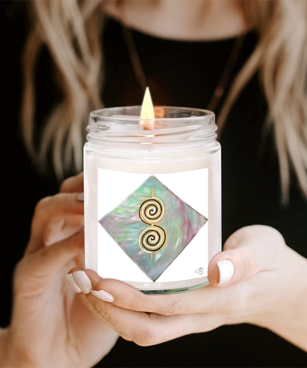 Twinflame double spiral vanilla scented candle, activated, alchemical art, energised art, intention candle