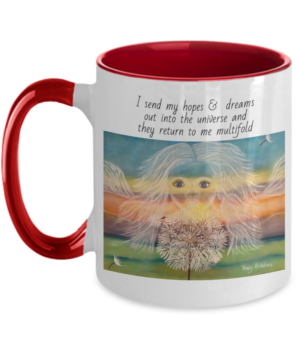 Two tone coffee mug, affirmations, hopes and dreams come true, gift for everyone