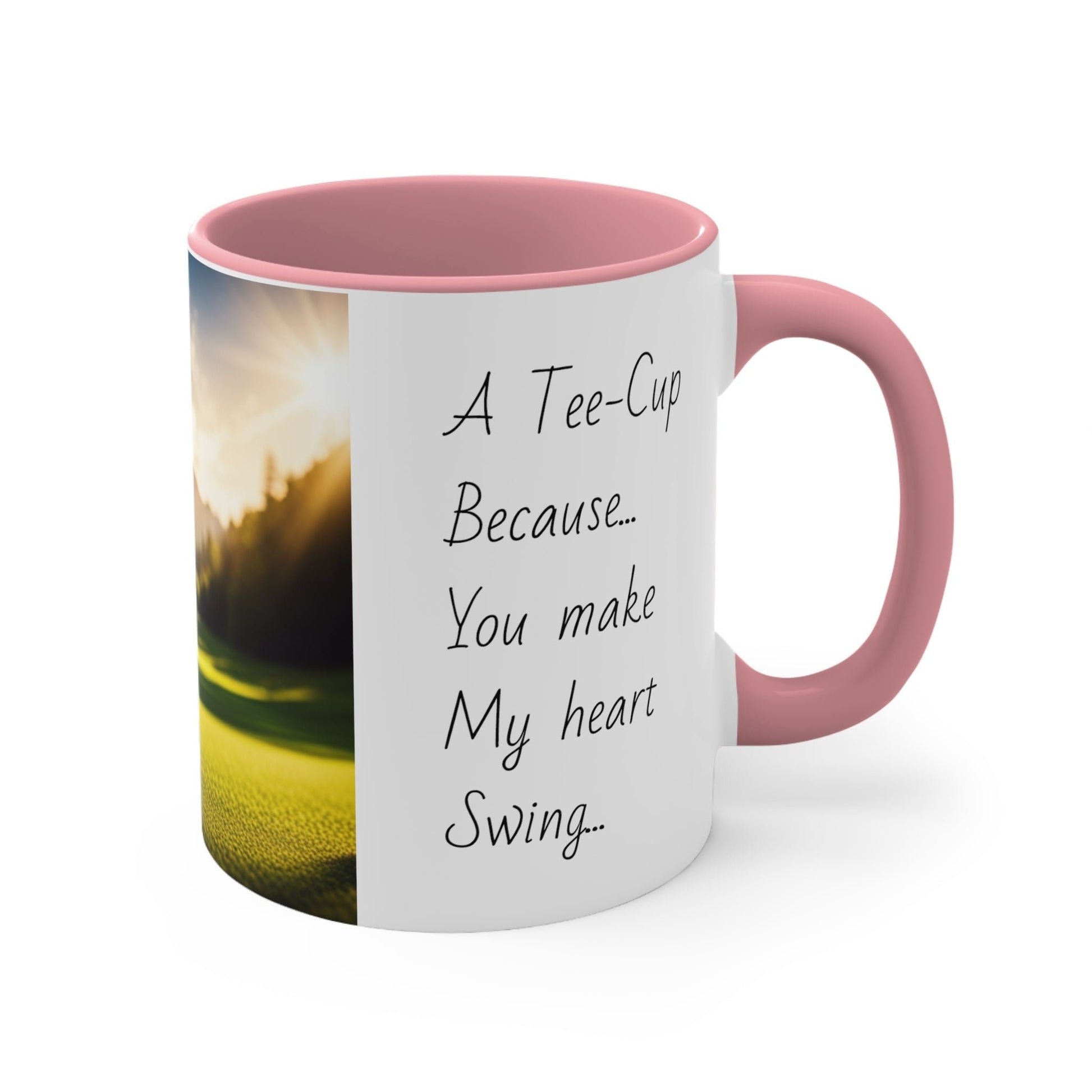 Colorful golf mum Mug, 11oz, choice of colours, pink, red, blue, black, golf puns, you make my heart swing, a tee cup, best mum by par