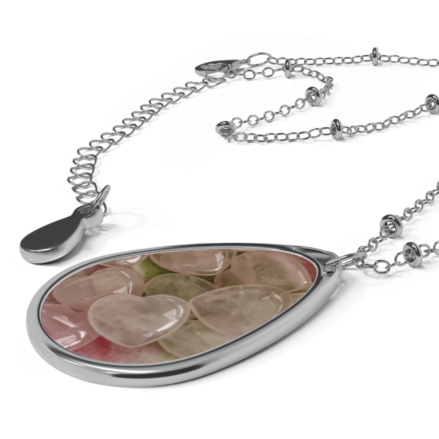 Rose quartz heart themed Oval Necklace for her, gift for her, crystal lover, Aus, UK, US