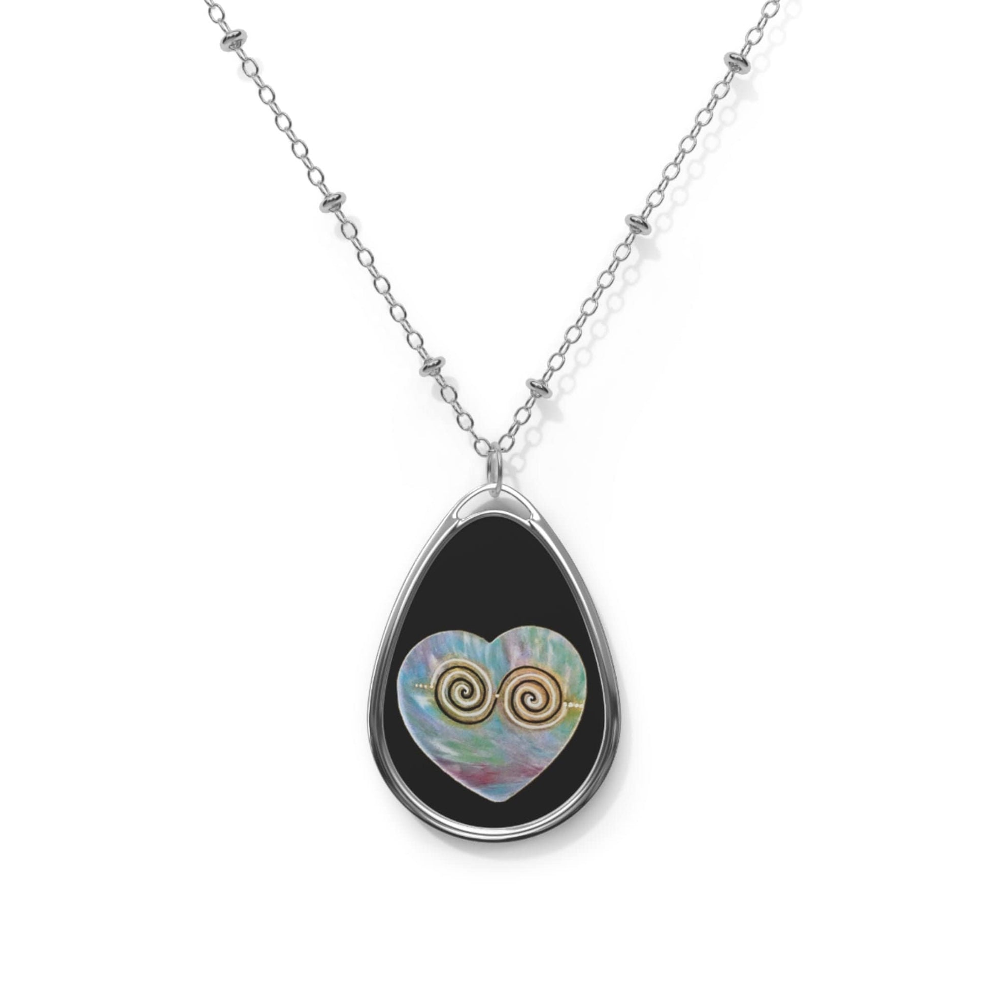 Twinflame Unity double spiral Oval Necklace, activated with light codes, alchemical art, US, UK, Aus, gift for him or her, unisex