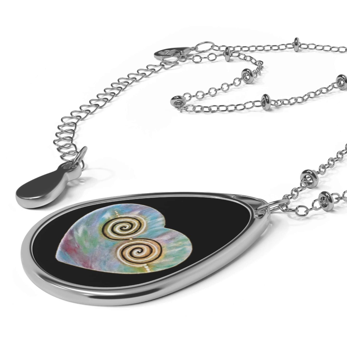 Twinflame Unity double spiral Oval Necklace, activated with light codes, alchemical art, US, UK, Aus, gift for him or her, unisex