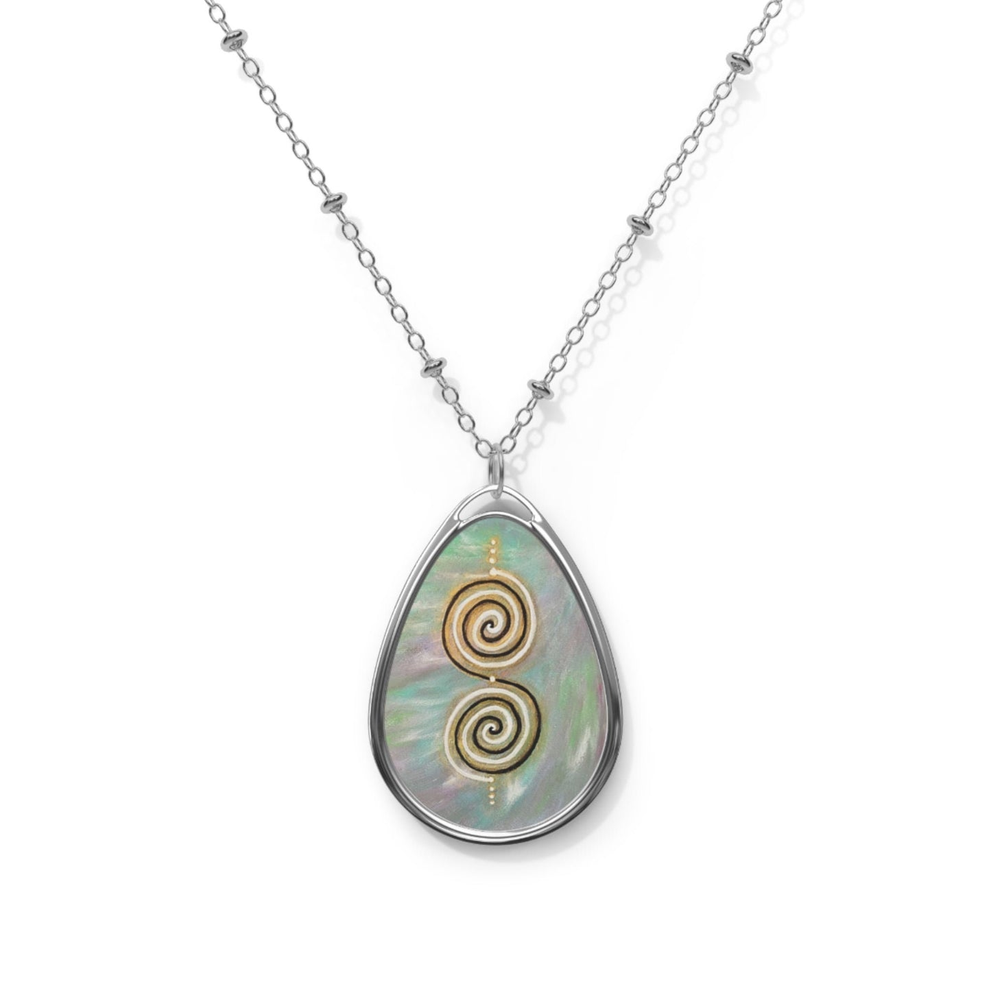 Twinflame unity double spiral Oval Necklace, activated, energized, alchemical art, gift for him or her, unisex, Aus, UK, US