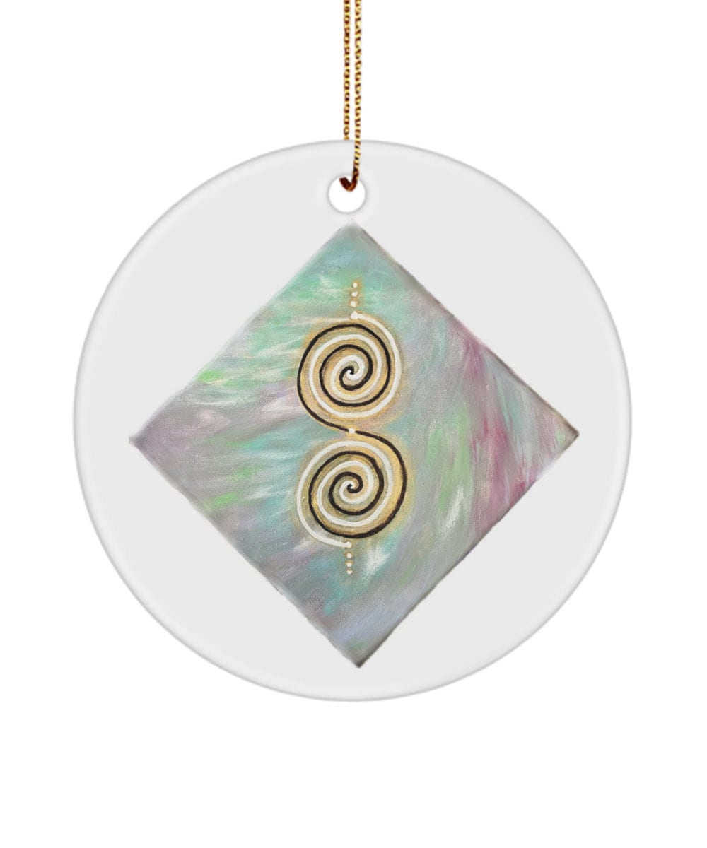 Twinflame spiral activated ornament, energy activated geometry for anchoring twinflame unity, alchemical art