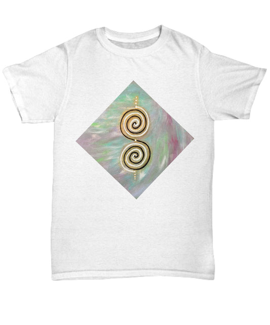 Twinflame double spiral activated alchemical art design, t shirt, unisex, energised, light codes