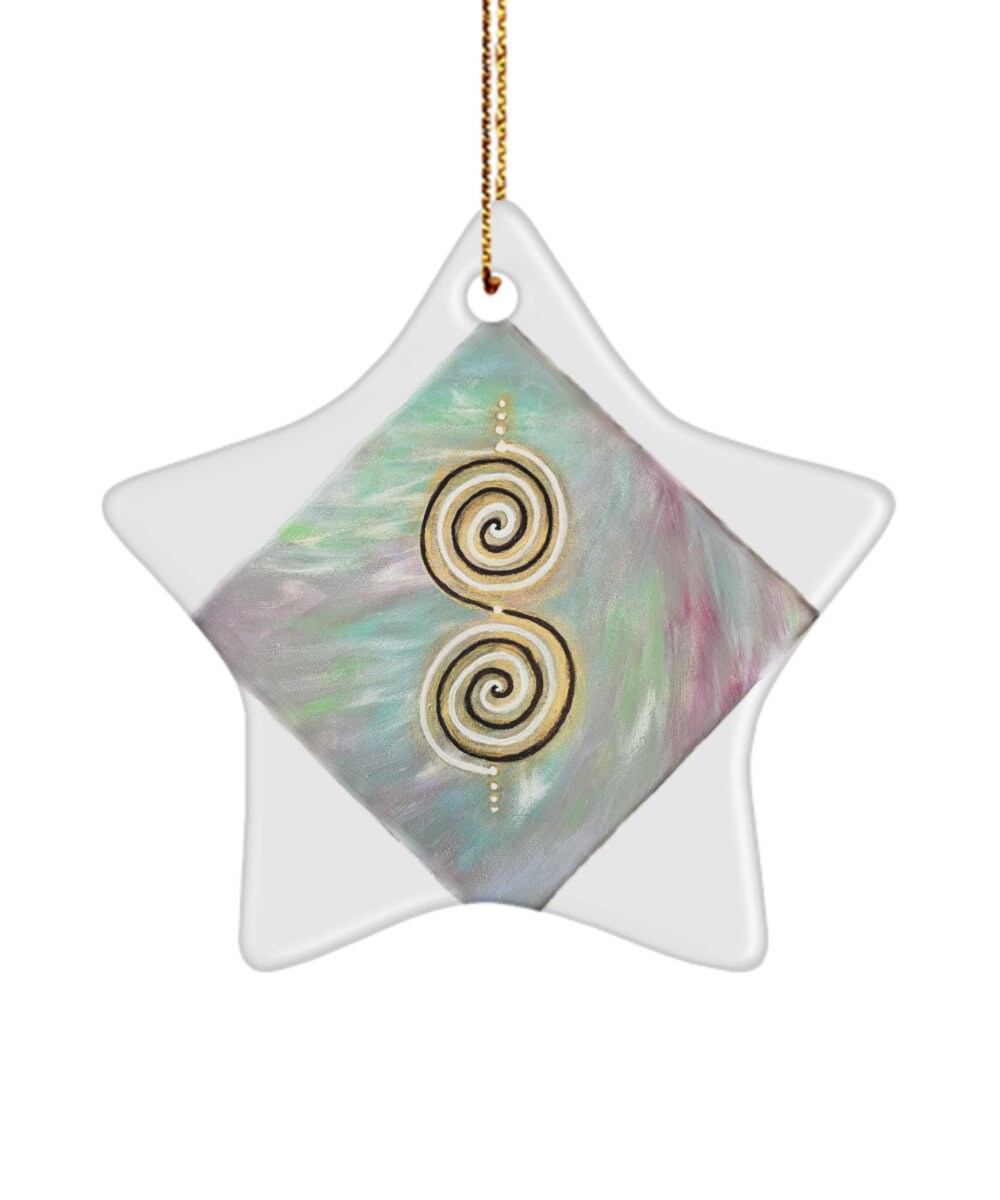 Twinflame spiral activated ornament, energy activated geometry for anchoring twinflame unity, alchemical art