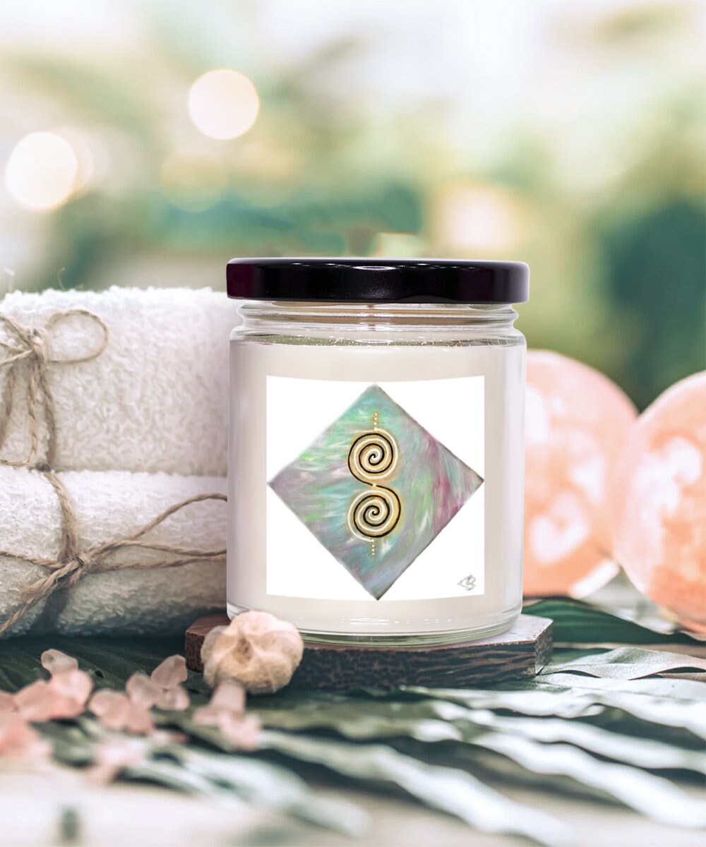 Twinflame double spiral vanilla scented candle, activated, alchemical art, energised art, intention candle