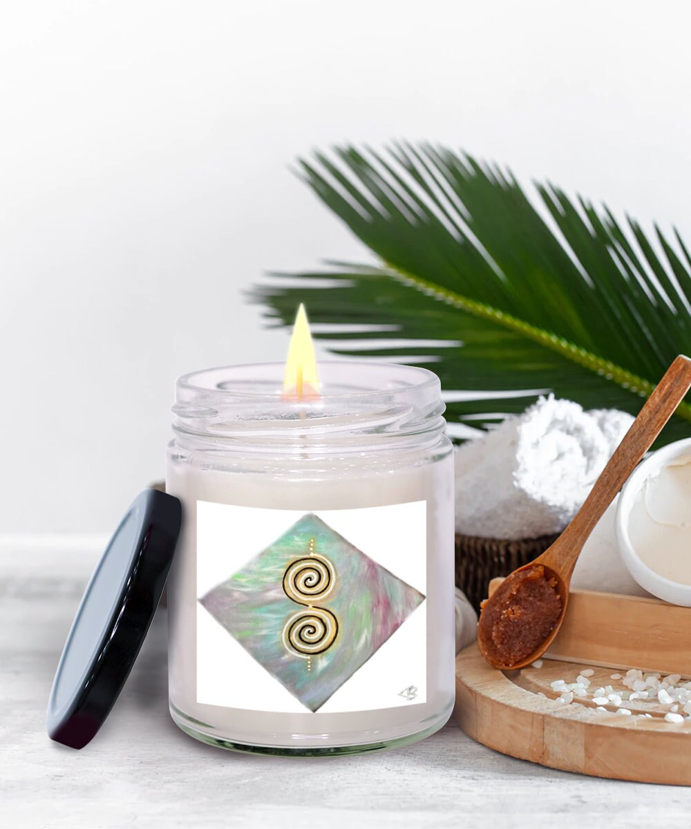 Twinflame double spiral vanilla scented candle, activated, alchemical art, energised art, intention candle