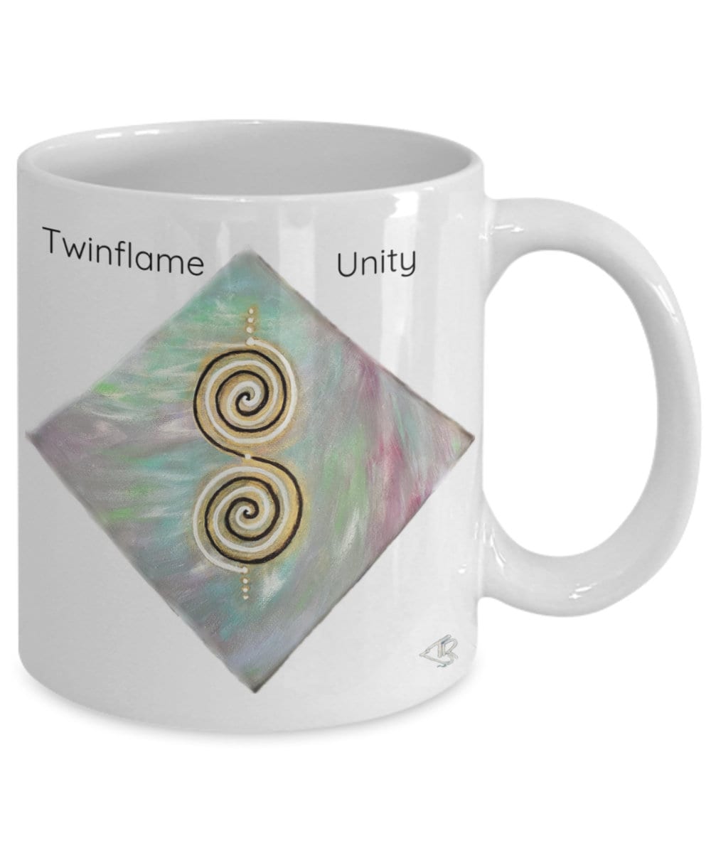 Twinflame unity mug, double spiral geometry, activated design, intention mug, 11oz