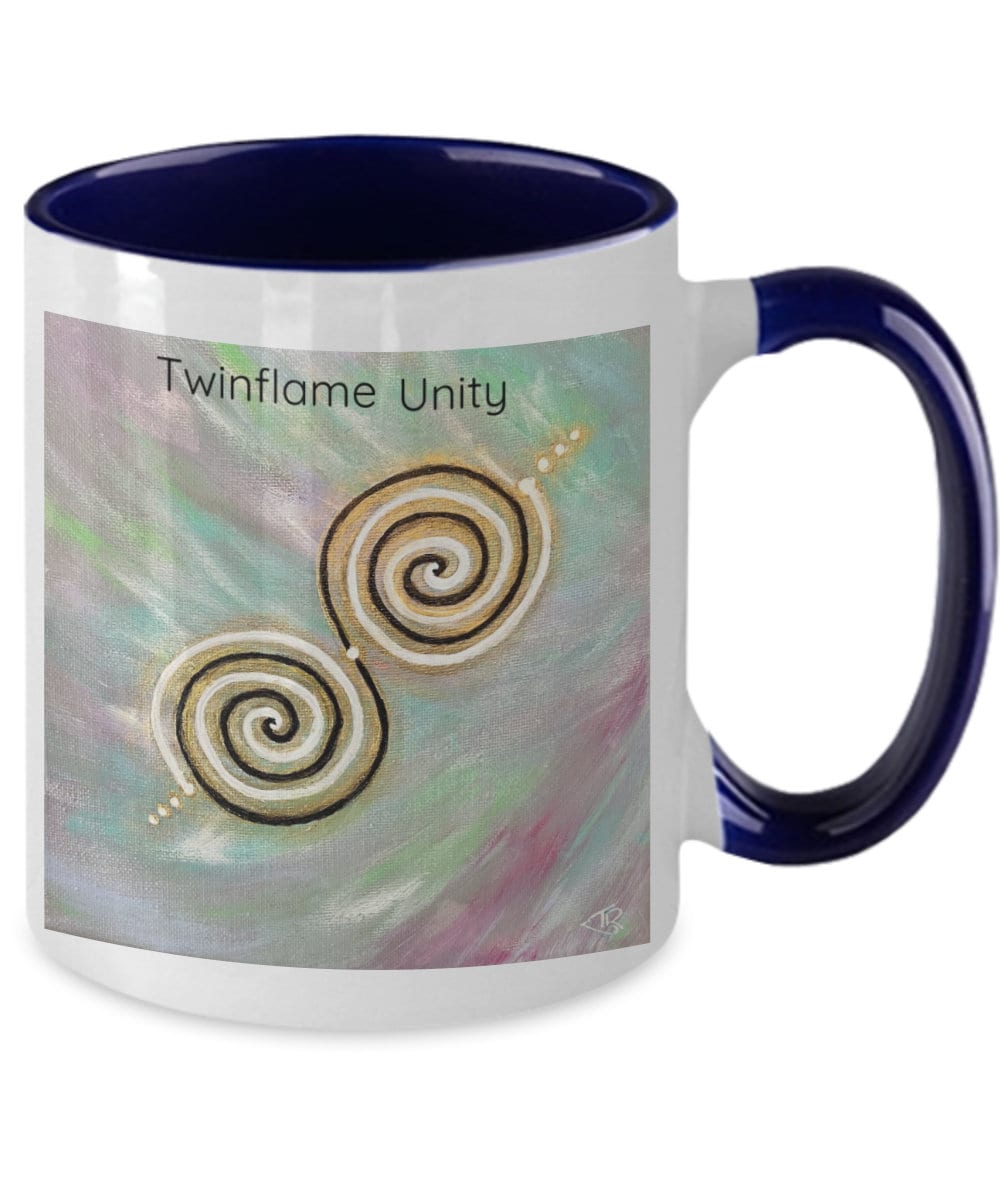 Twinflame unity intention mug, activated, double spiral geometry, 11oz,