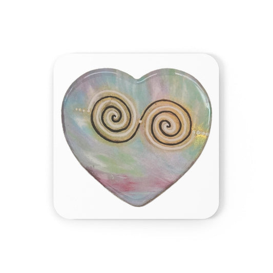 Twinflame unity activated double spiral alchemical artwork Corkwood Coaster Set of 4, divine masculine & Feminine Unity