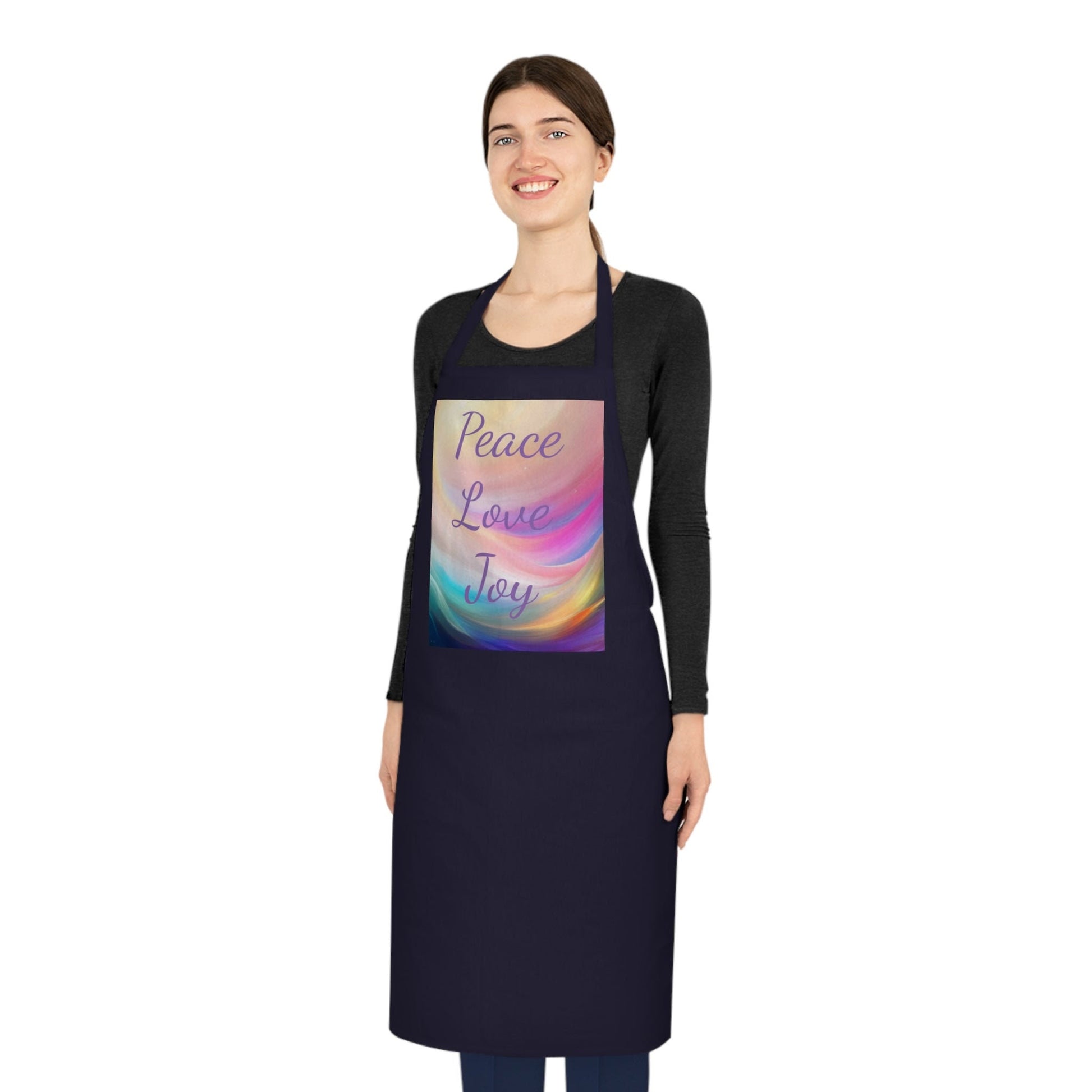 Peace, Love, Joy, Cotton Apron, wear your intentions as you create, reminding you of the energy you are creating with