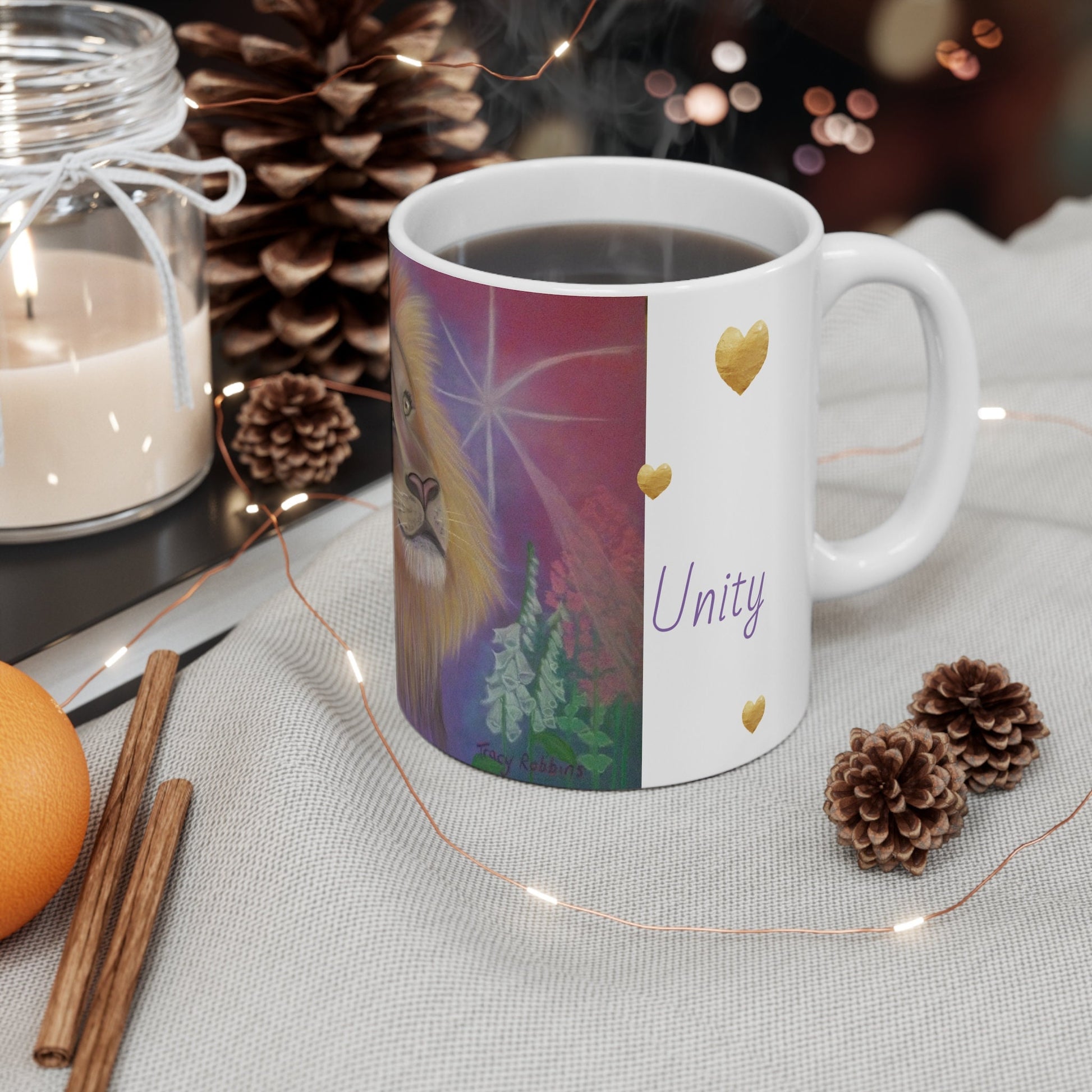 Alchemical art star lion Mug, energised with energies of soul connection, love, unity, lionsgate 888 portal, Shipped from Aus, UK, US