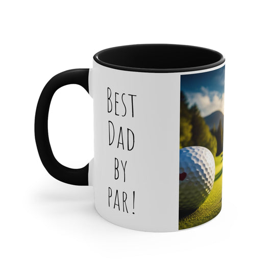 Colorful golfers Mug for Dad, 11oz, positive golf memes for dad, best dad by par, a tee- cup for you because you make my heart swing, gift f