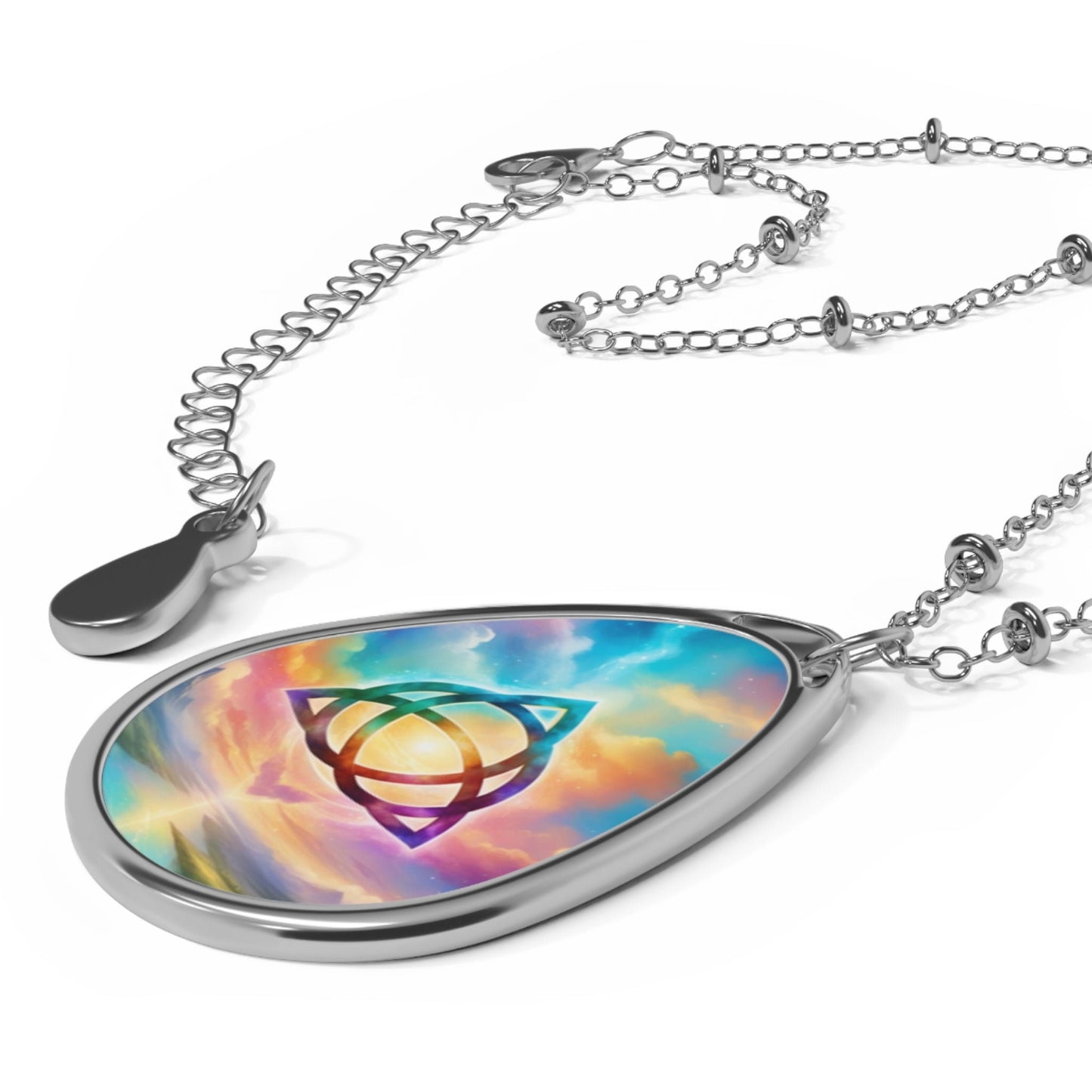 Triquetra, power of three, Oval Necklace, Gift for him or her, bright, multicolor, Aus, UK, US