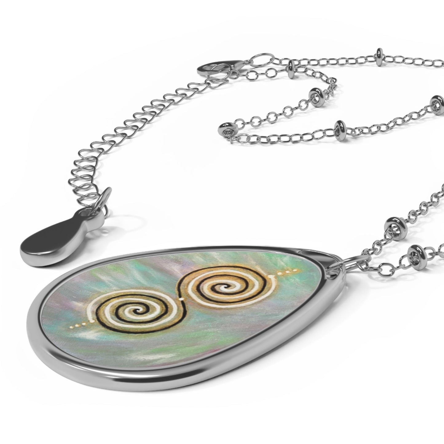 Twinflame unity double spiral Oval Necklace, activated, energized, alchemical art, gift for him or her, unisex, Aus, UK, US