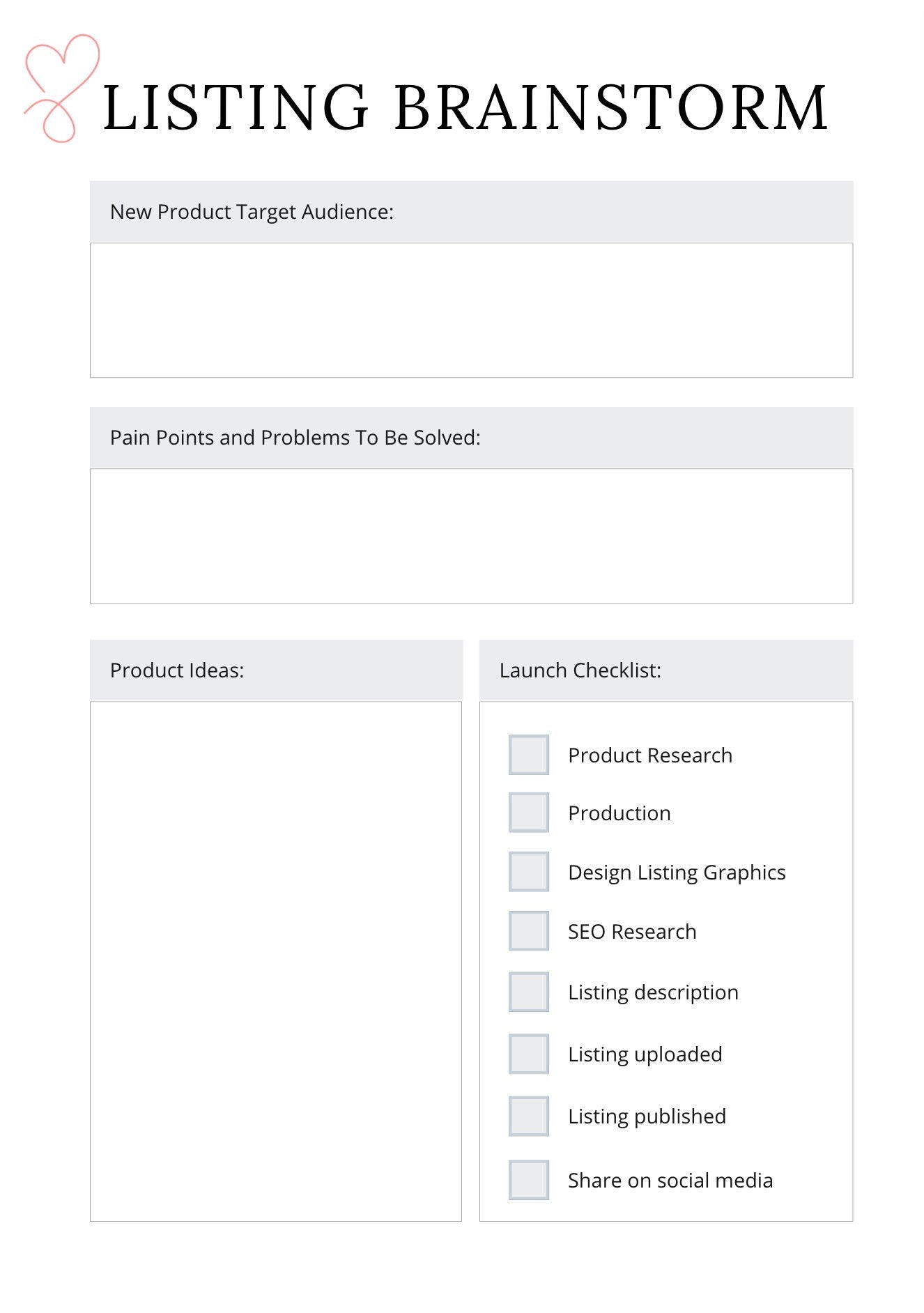 Printable Etsy shop planner in pdf format for use in a binder, 129 pages plus bonus social media planners.