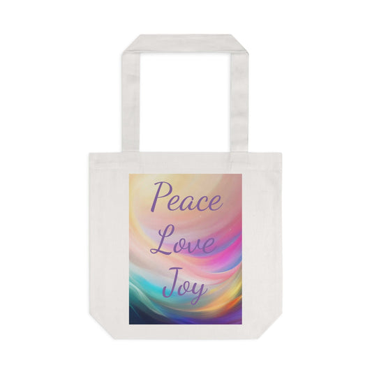 Peace, Love Joy, Cotton Intention Tote Bag, carry around your high vibrational intentions, Australia