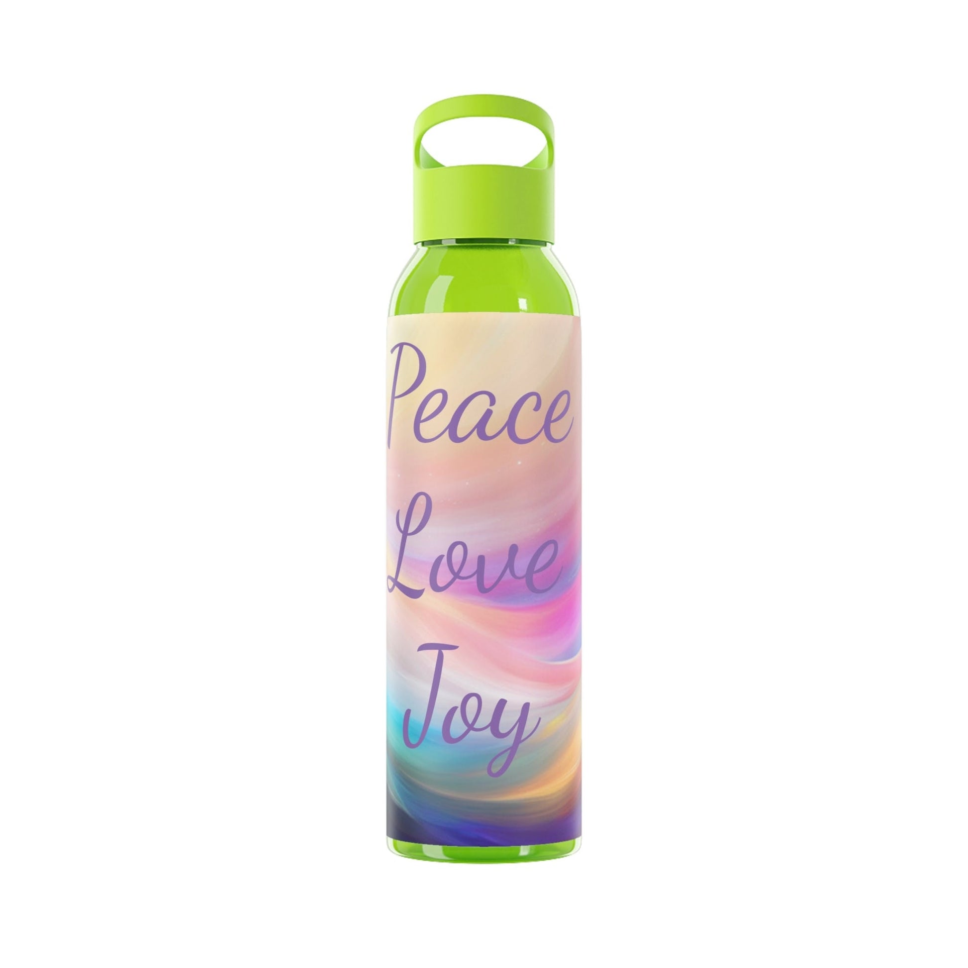 peace love joy affirmation Water Bottle, drink your high vibrational intentions, UK, choice of 7 colors