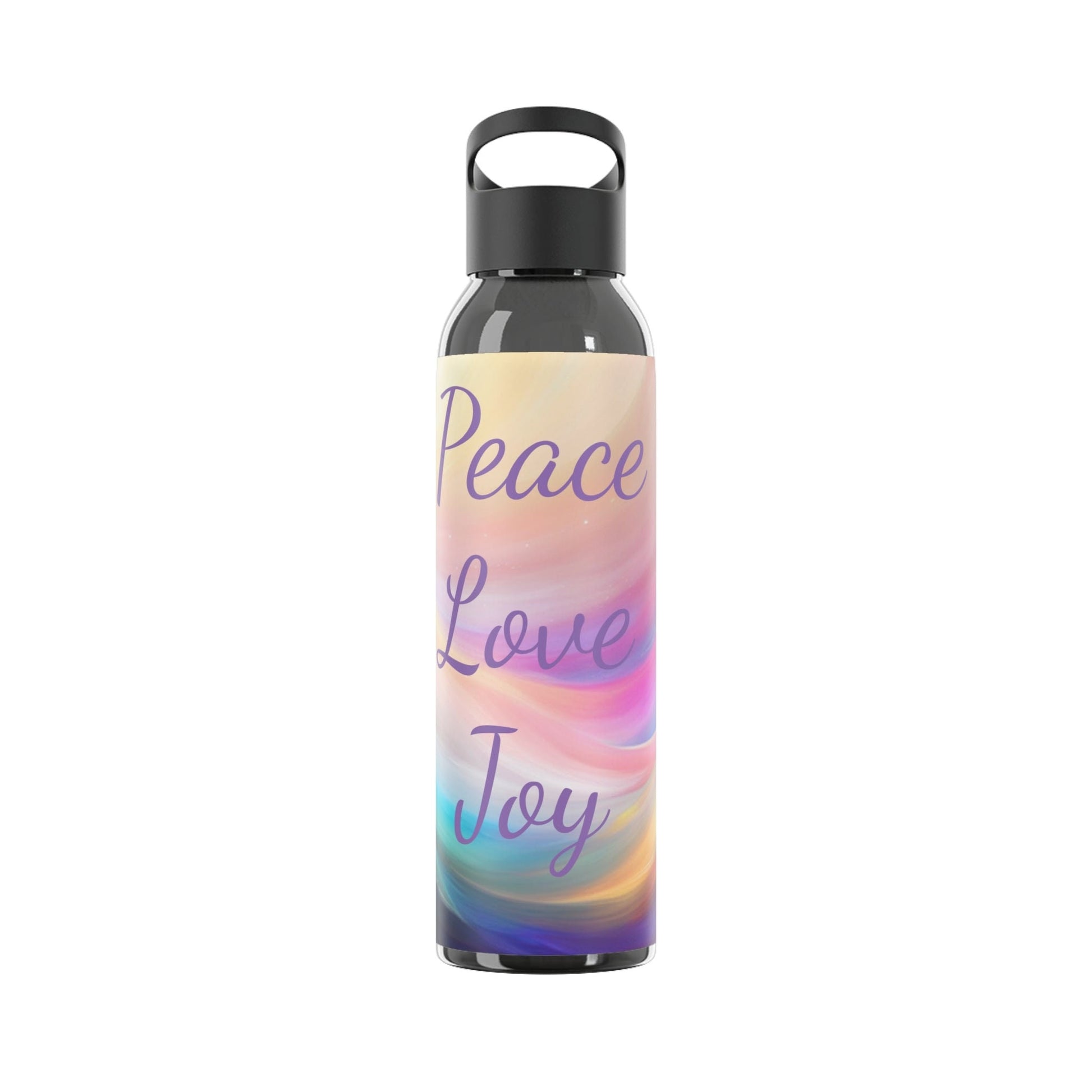 peace love joy affirmation Water Bottle, drink your high vibrational intentions, UK, choice of 7 colors