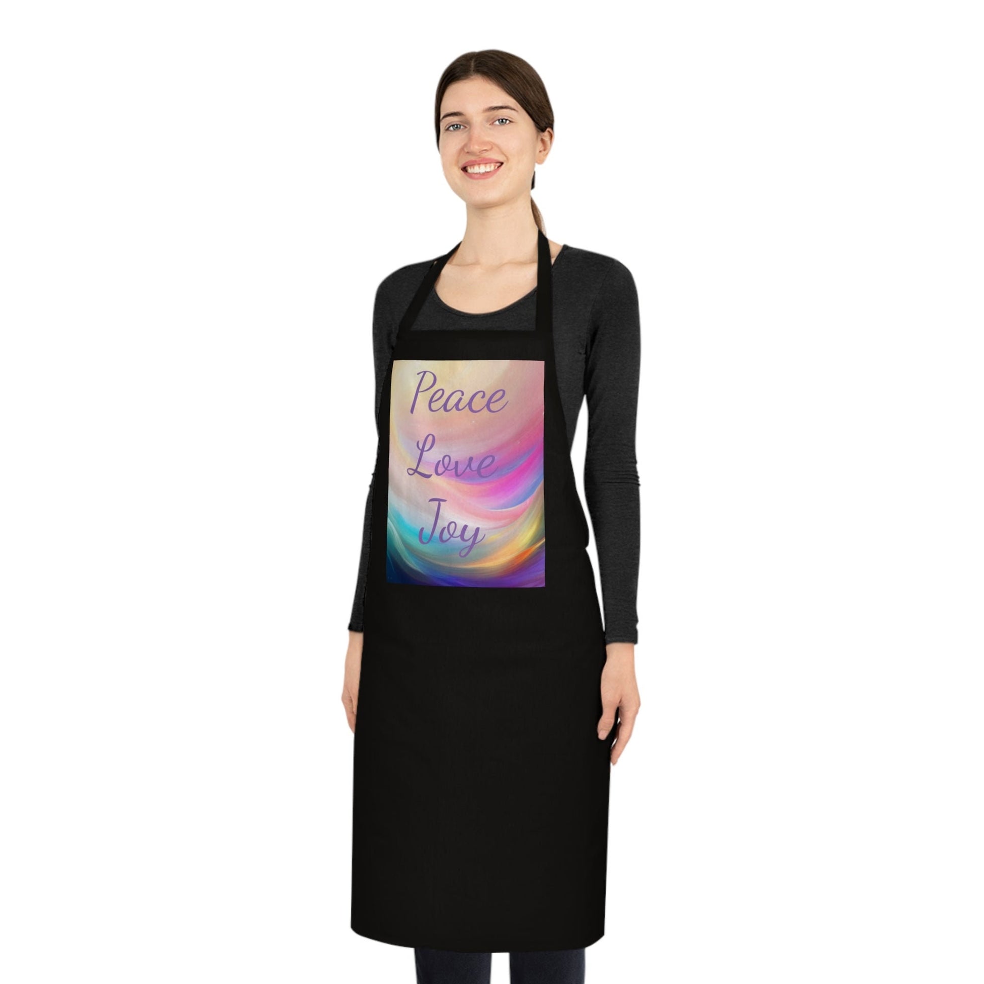 Peace, Love, Joy, Cotton Apron, wear your intentions as you create, reminding you of the energy you are creating with