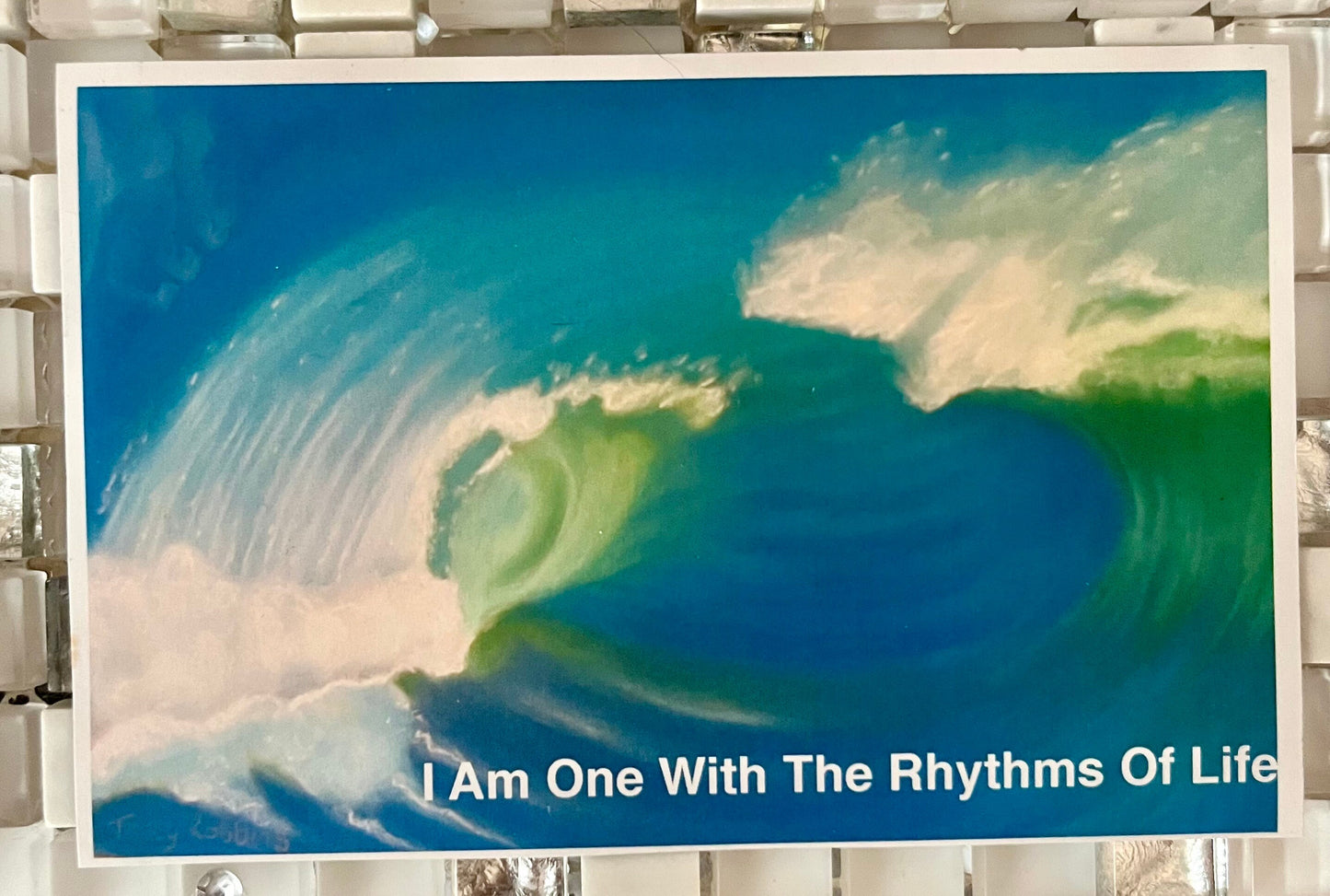 Light encoded affirmation intention magnet ( fridge magnet) for connecting to the rhythms of life, large A6, ocean waves, symphony of life