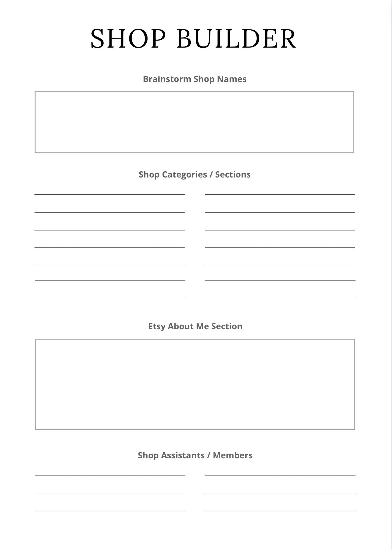 Printable Etsy shop planner in pdf format for use in a binder, 129 pages plus bonus social media planners.