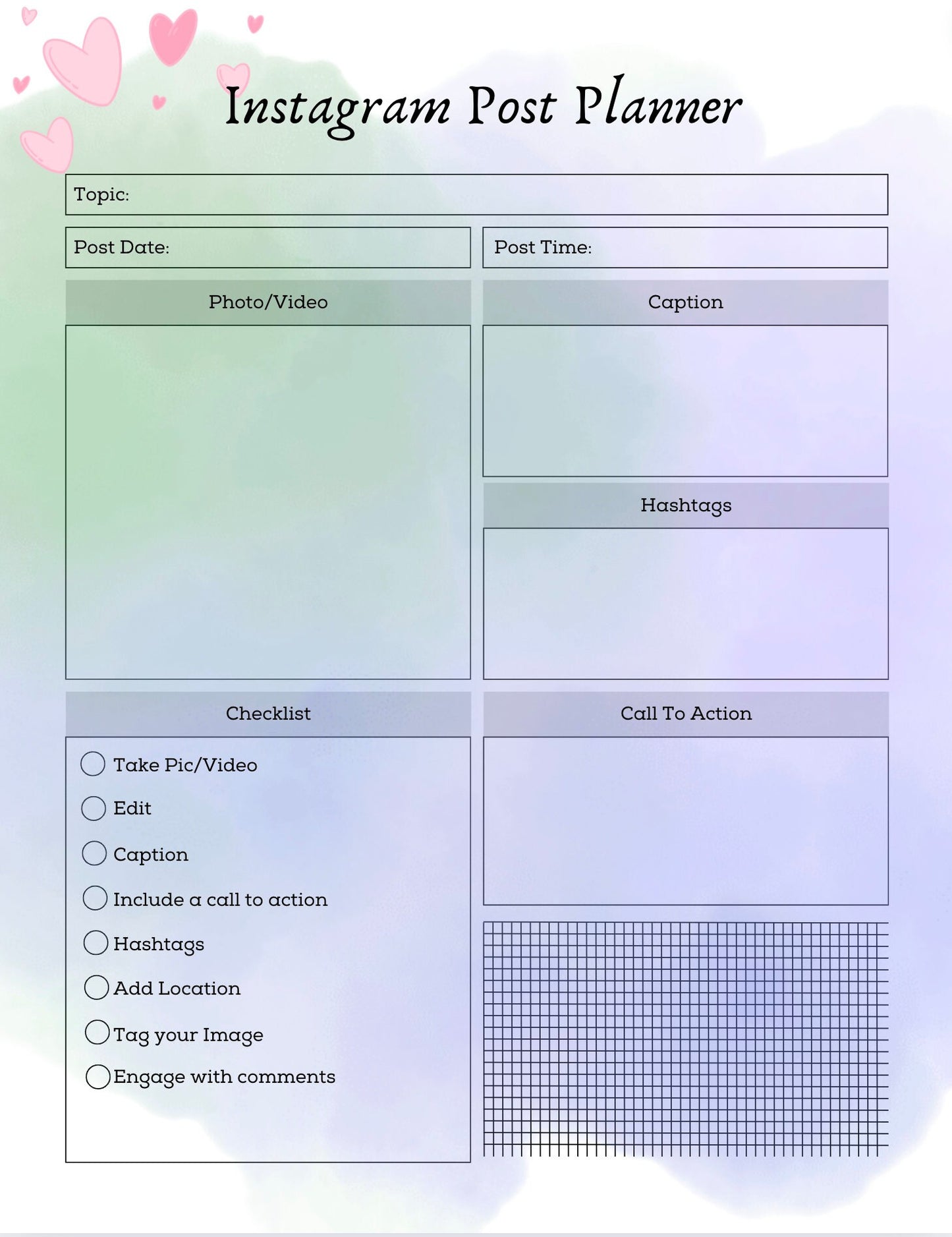 Printable Etsy shop planner in pdf format for use in a binder, 129 pages plus bonus social media planners.