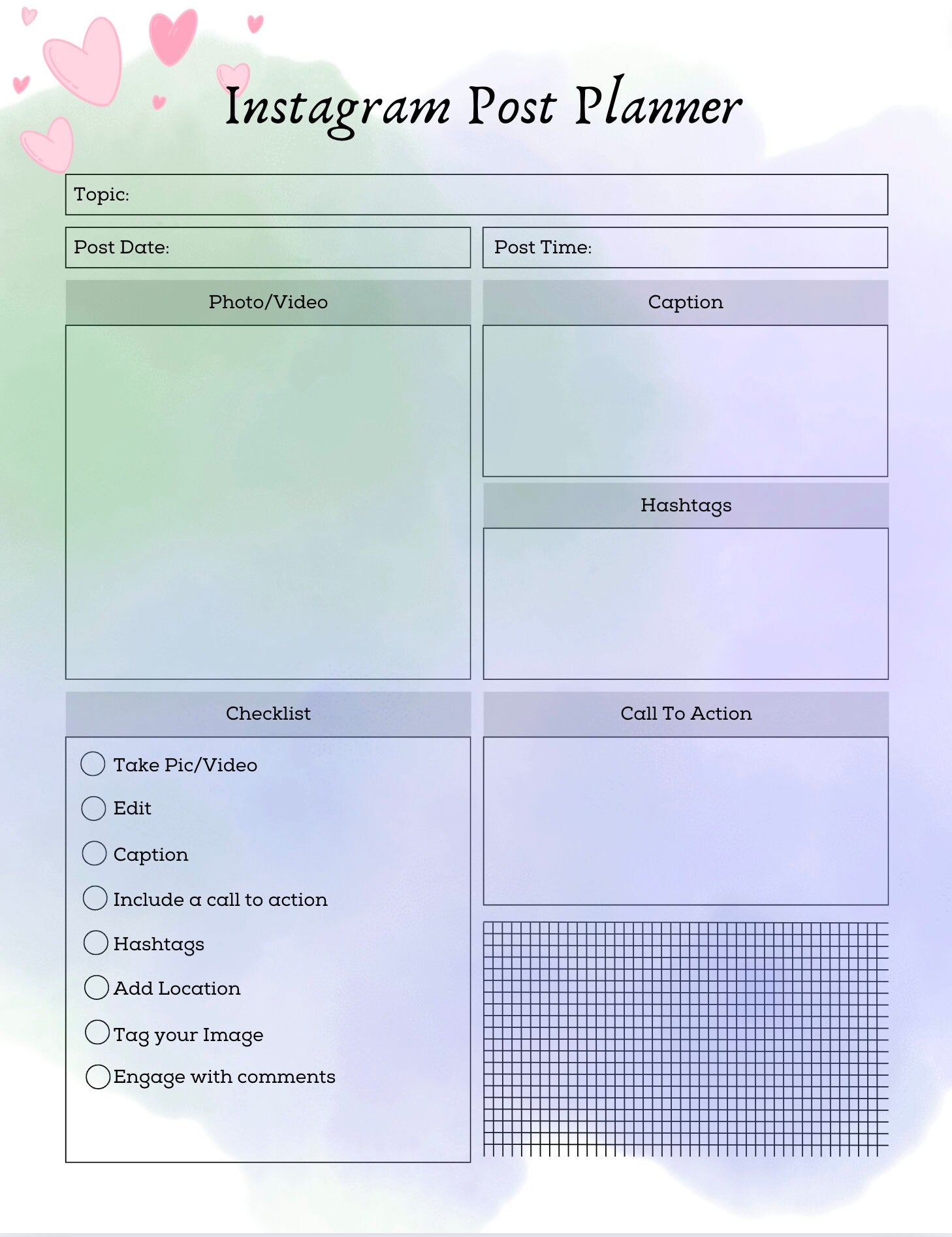 Printable Etsy shop planner in pdf format for use in a binder, 129 pages plus bonus social media planners.