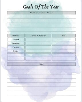 Printable Social Media planner bundle (pdf) for use in a binder, 13 pages general and 1 x individual facebook, Instagram, Twitter, LinkedIn