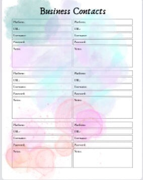 Printable Social Media planner bundle (pdf) for use in a binder, 13 pages general and 1 x individual facebook, Instagram, Twitter, LinkedIn