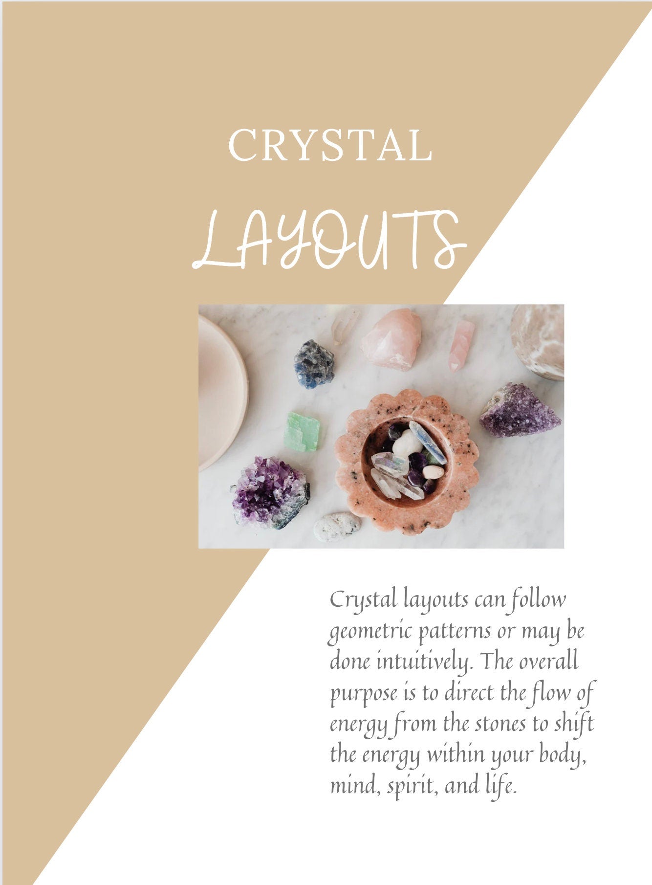 Printable Crystal Journal (pdf) for use in a binder, 34 pages, beautiful inspiring templates to help you document and use your crystals