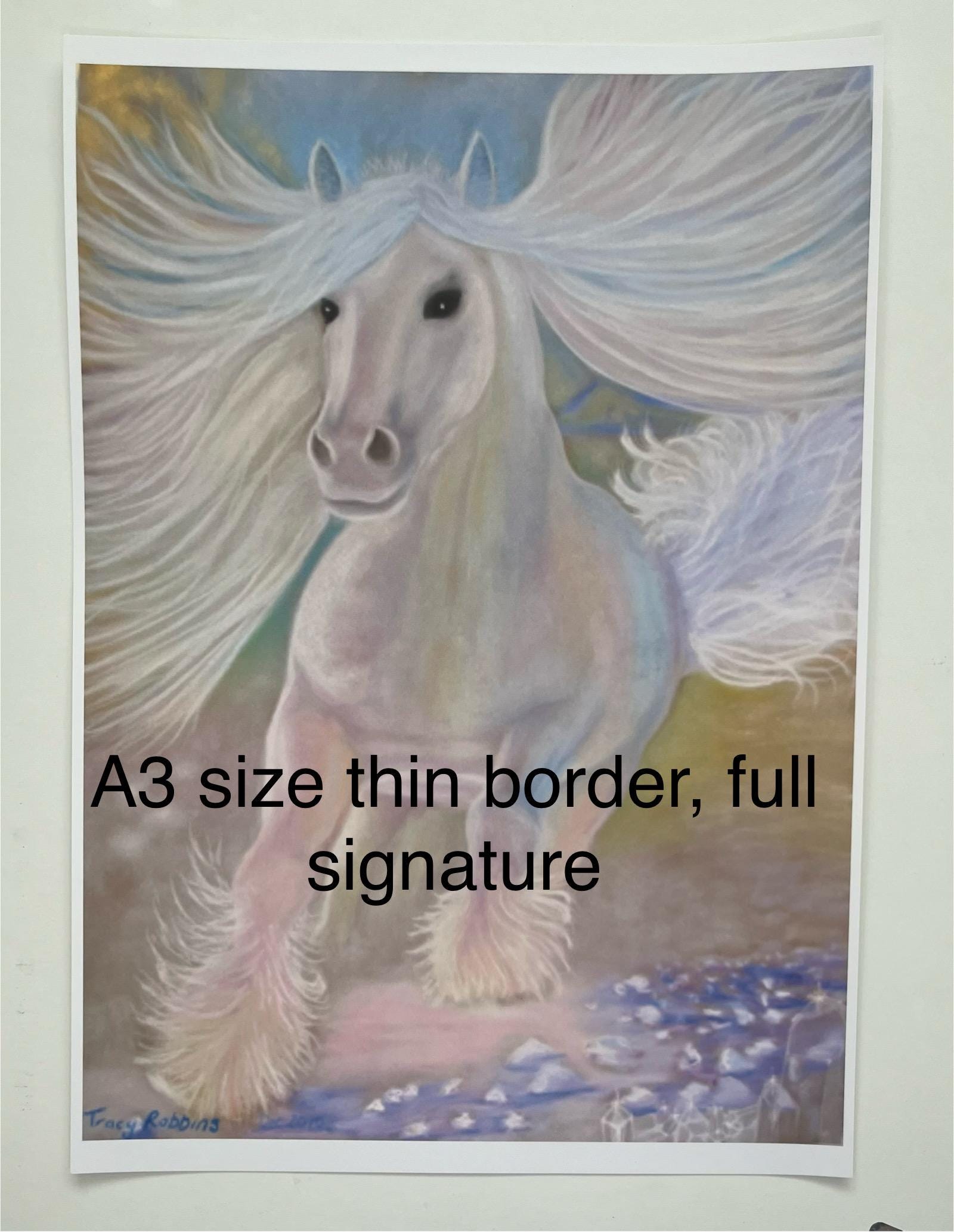 A4 or A3 Art Print- Healing Art Sanctity (White Horse with Crystals and snow), transformational art, alchemical art