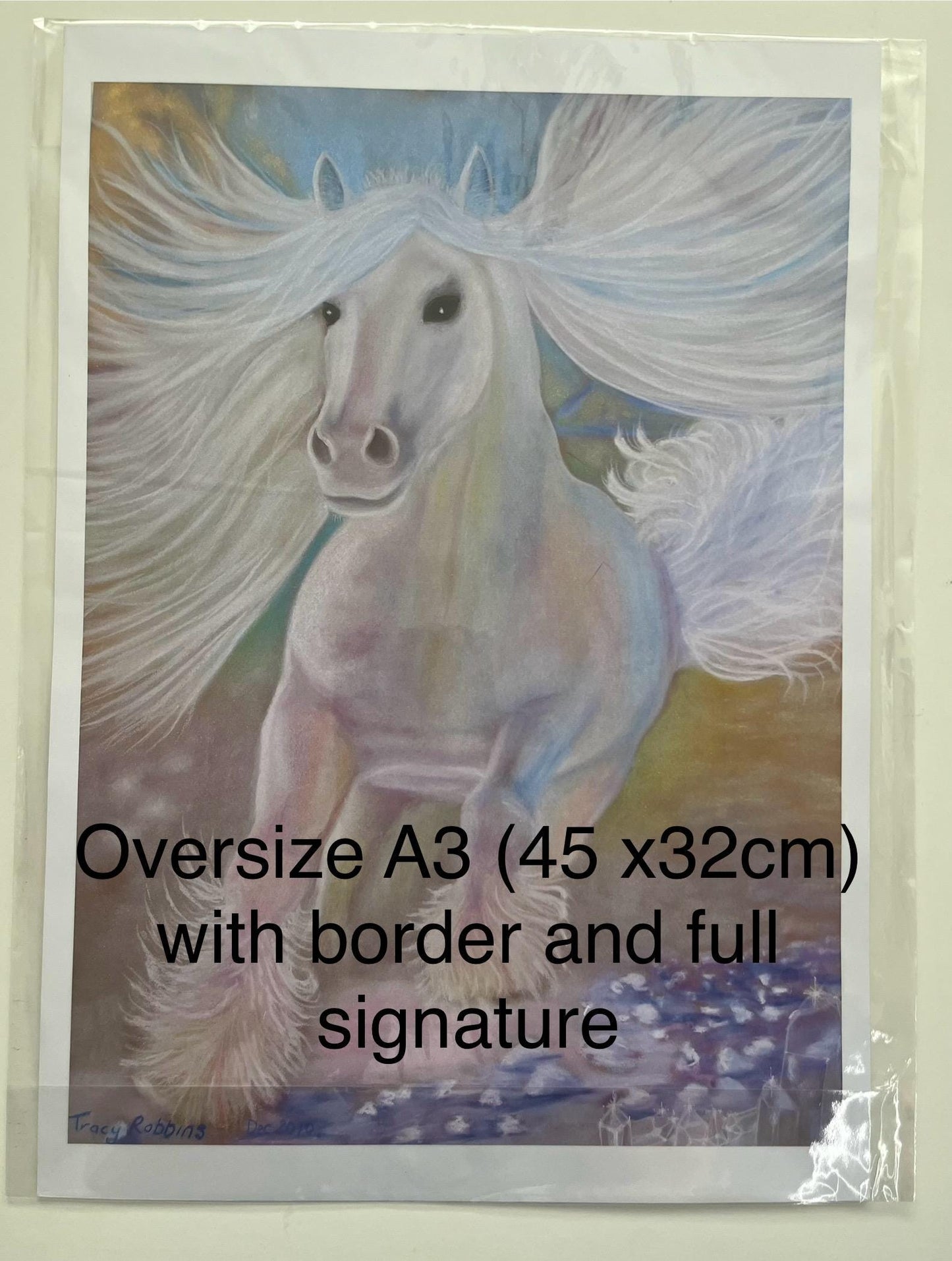 A4 or A3 Art Print- Healing Art Sanctity (White Horse with Crystals and snow), transformational art, alchemical art