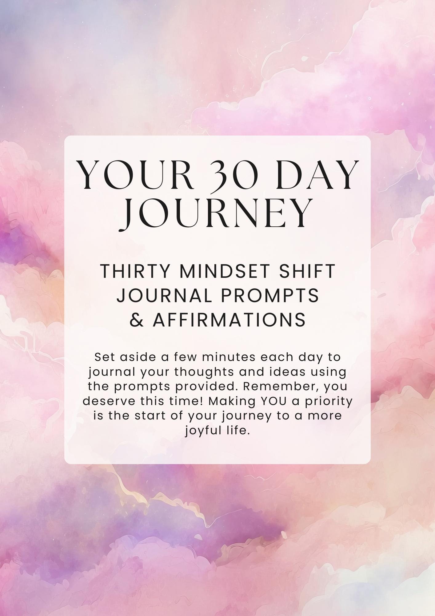 Paperback 30 Day Positive Mindset Journal, 68 pages, matches positivity affirmation Card Set