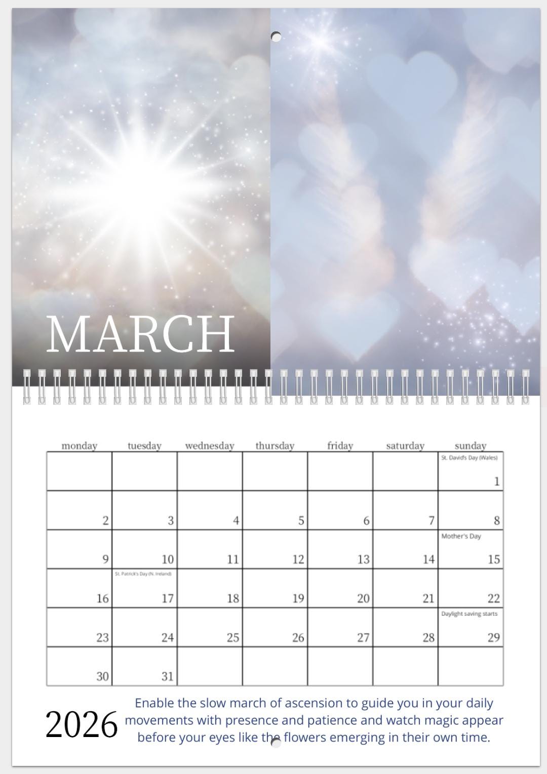 High Vibrational 2026 Angel Light Code Calendar, Light Encoded, with messages from the angels