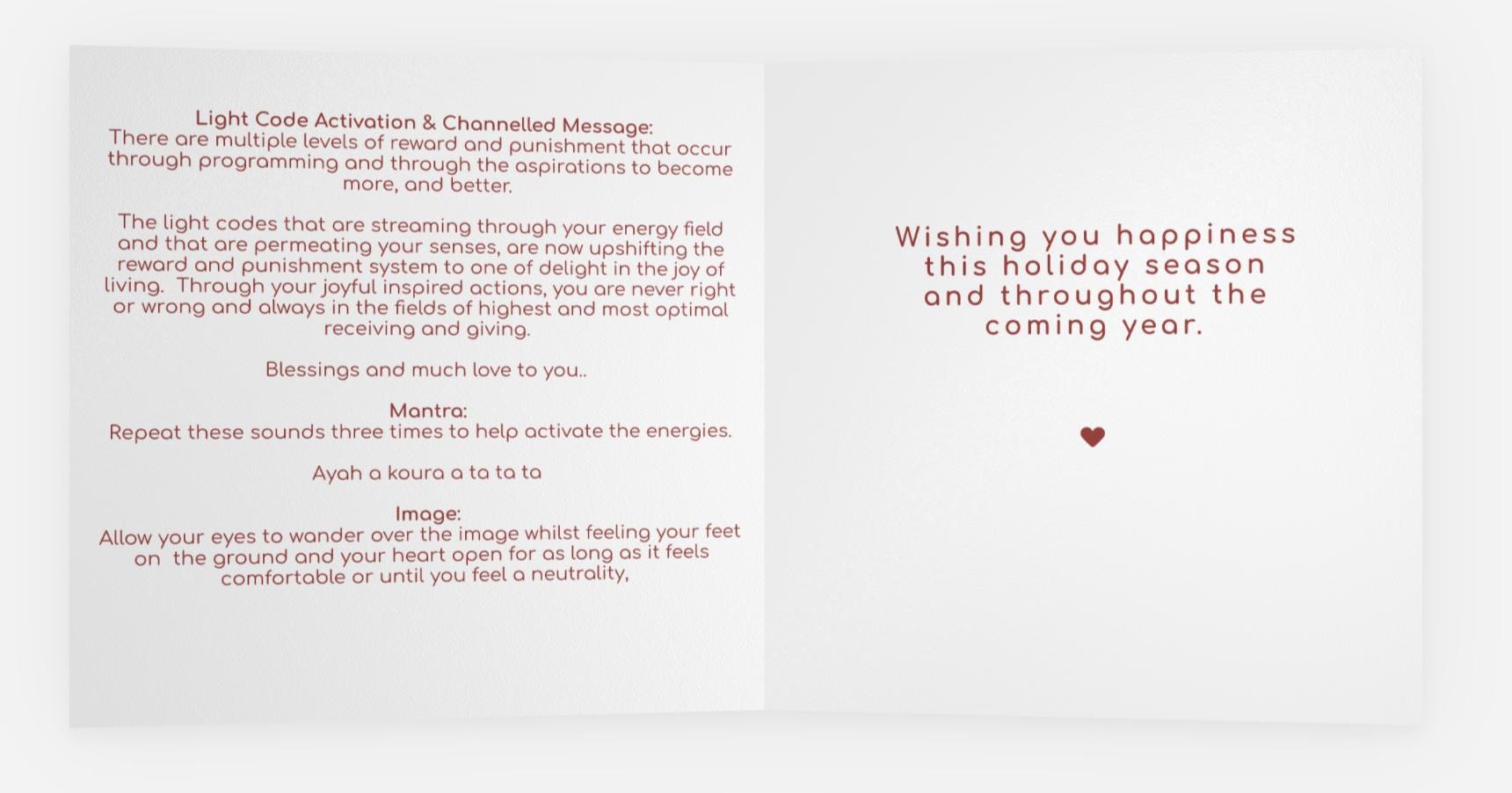 High Vibrational Christmas Card or sets of cards - Naughty or nice ( theme), Light Encoded