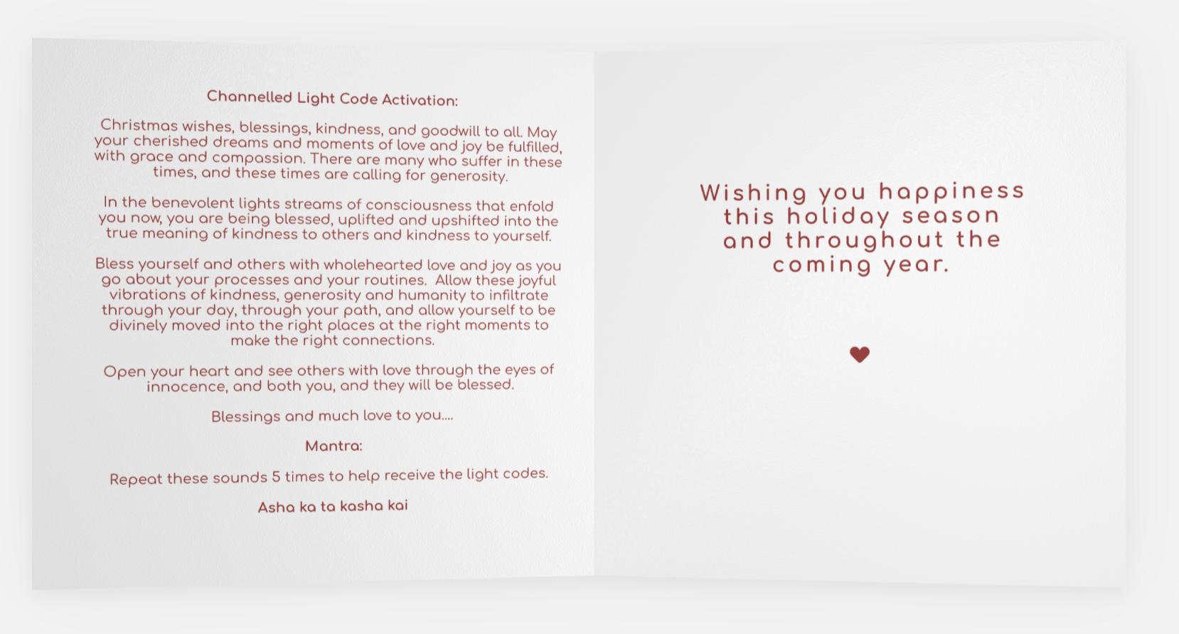 High Vibrational Christmas Card or sets of cards - Good Will To All ( theme), Light Encoded