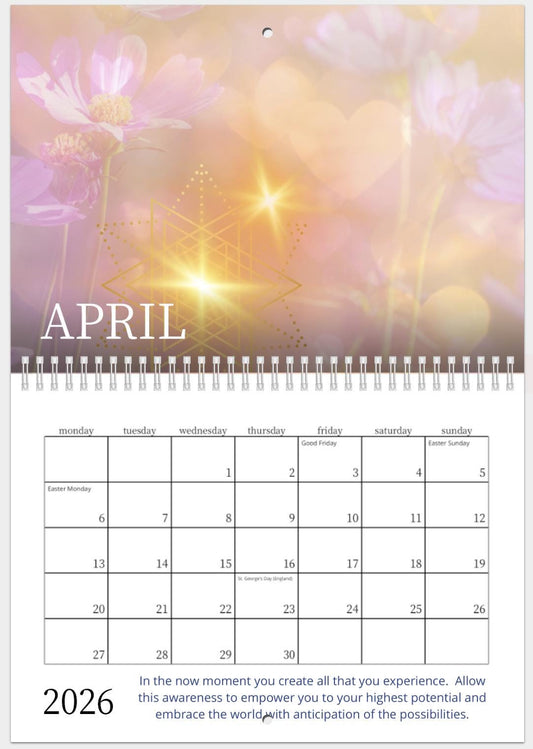 High Vibrational 2026 Angel Light Code Calendar, Light Encoded, with messages from the angels