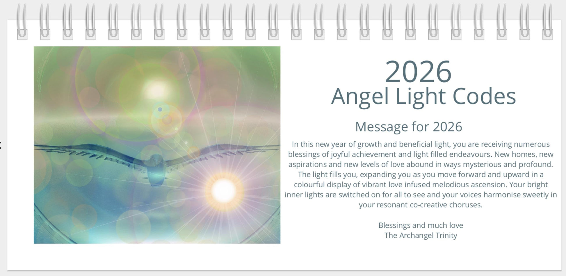 High Vibrational 2026 Angel Light Code Desk Calendar, Light Encoded, with messages from the angels