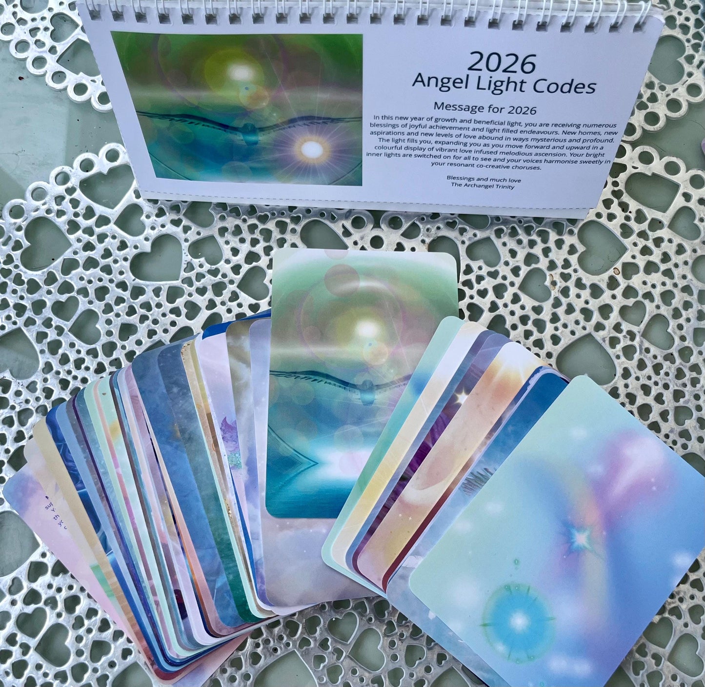 Angel Light Codes Oracle Deck Bubdle with 2026 Desk Calendar- Healing & Ascension Cards with Light Language Audio (Copy) (Copy)