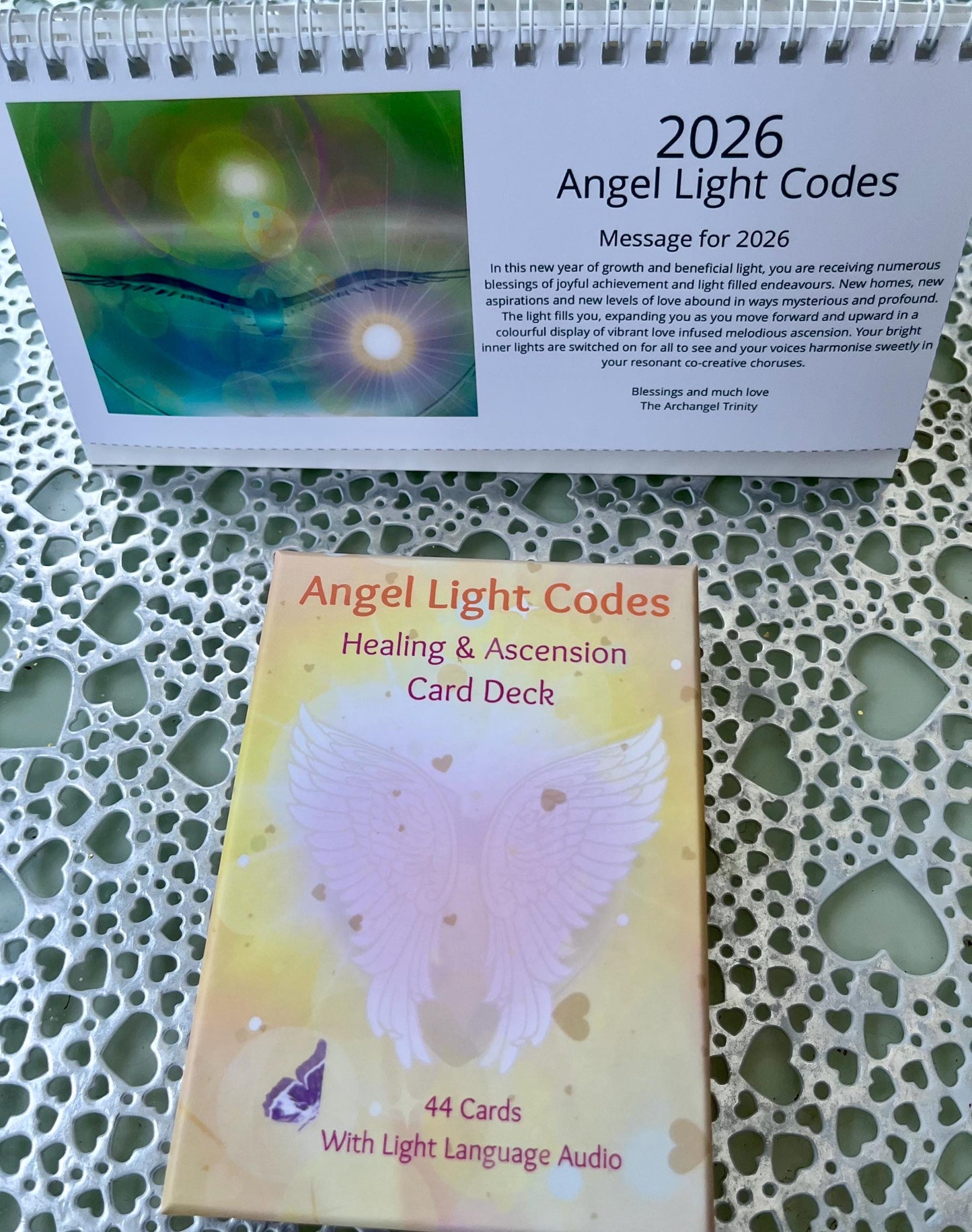 Angel Light Codes Oracle Deck Bubdle with 2026 Desk Calendar- Healing & Ascension Cards with Light Language Audio (Copy) (Copy)