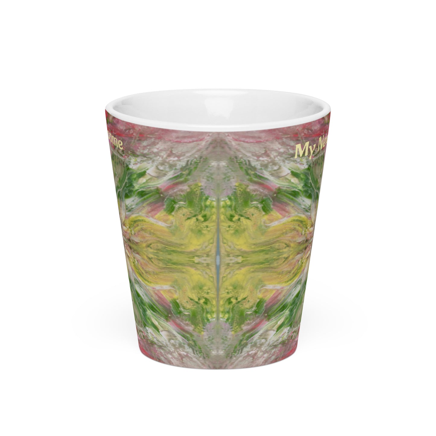 Latte mug, I welcome my new reality, channelled, light encoded design, activate your drink, robin, swan