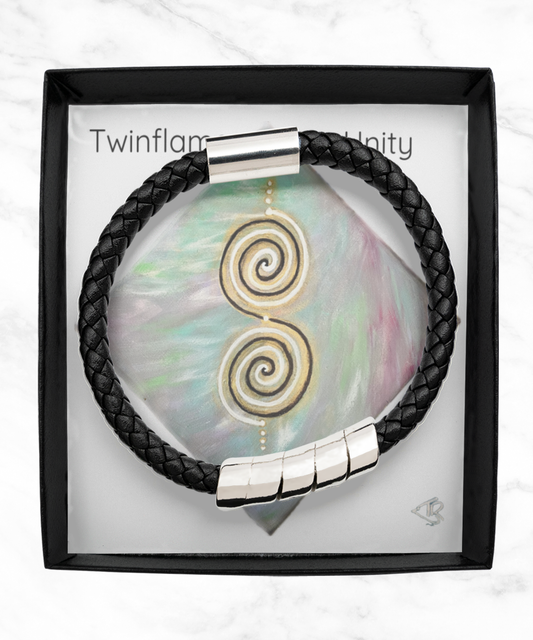 Twinflame unity intention bracelet, double spiral geometry, light activated design