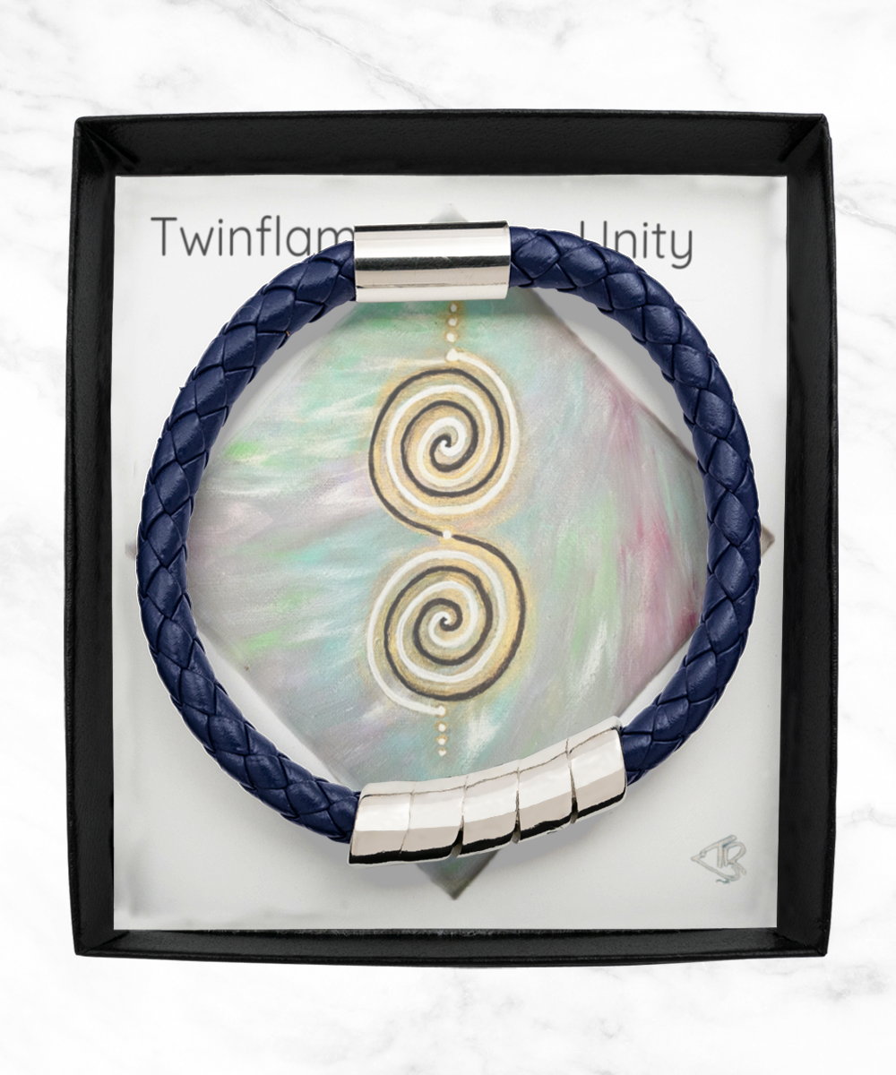 Twinflame unity intention bracelet, double spiral geometry, light activated design