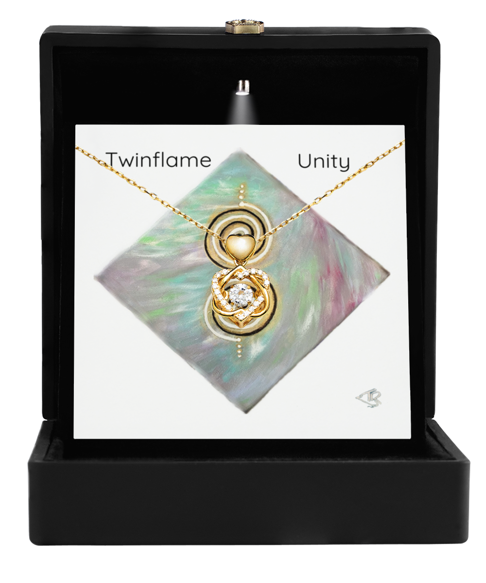 Twinflame unity Pendant, double spiral geometry, activated design, intention, Entwined circle, gift for her