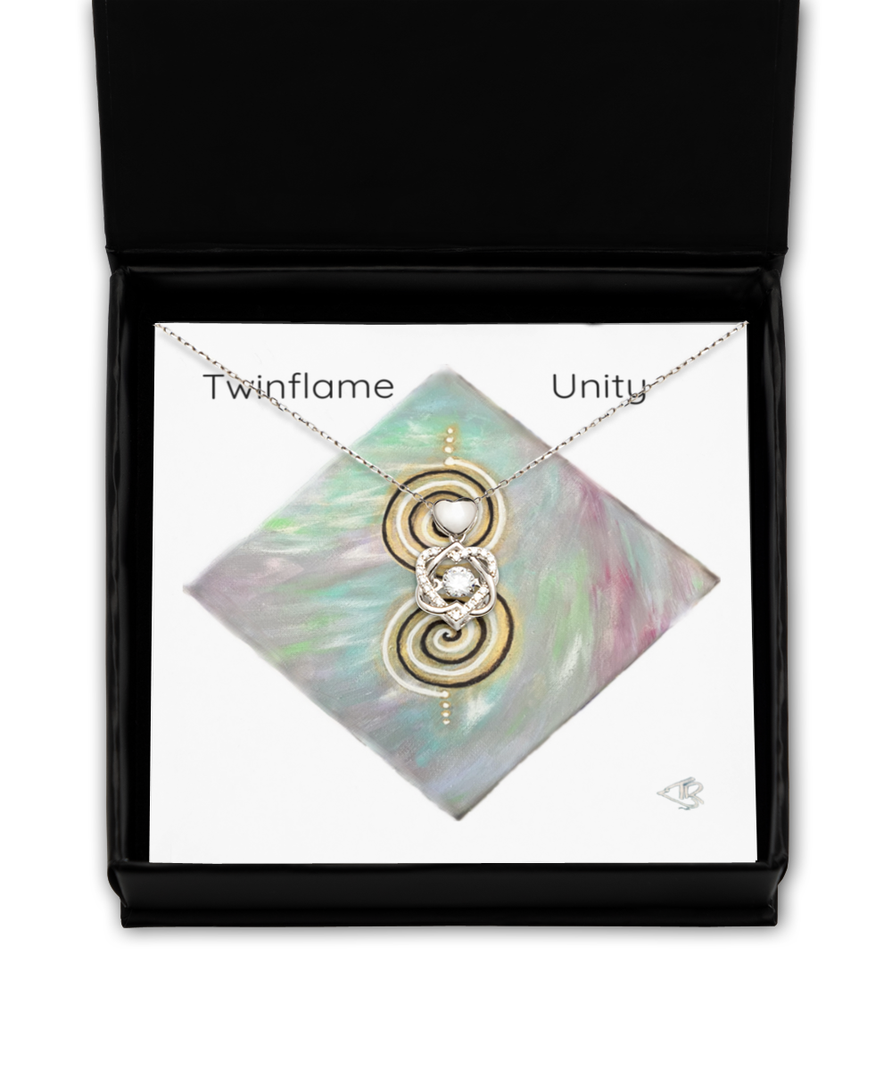 Twinflame unity Pendant, double spiral geometry, activated design, intention, Entwined circle, gift for her